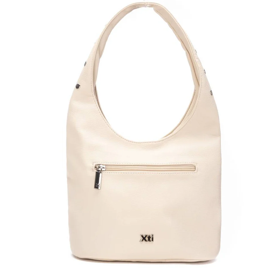 XTI Silver Studded Cream Shoulder Bag - Image 2