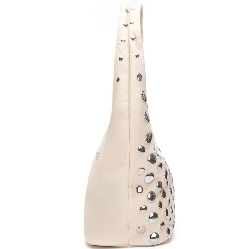 XTI Silver Studded Cream Shoulder Bag - Image 3