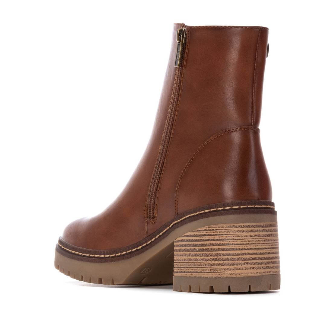 XTI Tan Chunky Mid Height Block Heel Boots - Image 2