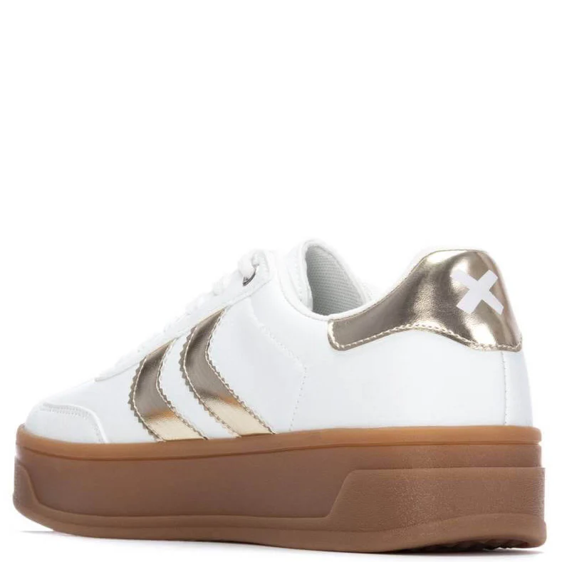 XTI White & Gold Leather Elevated Sole Sneakers - Image 2