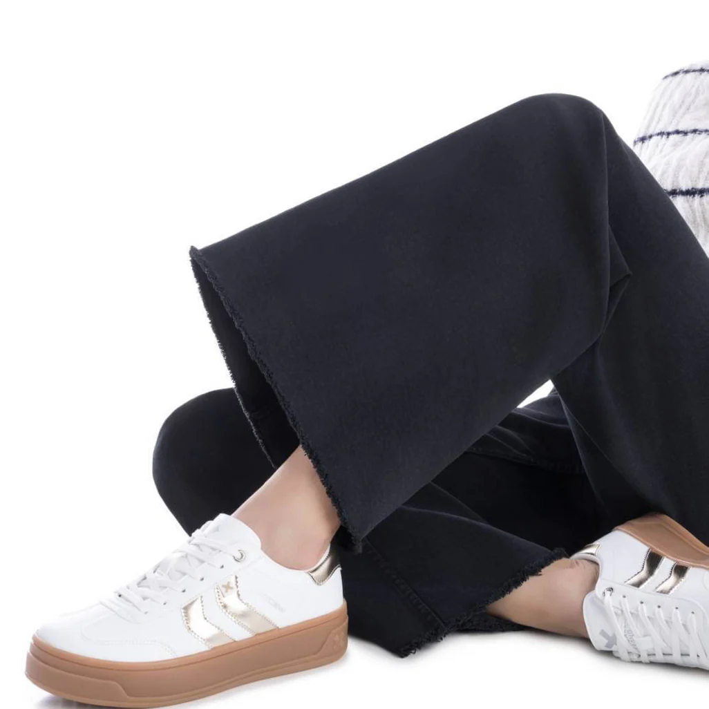 XTI White & Gold Leather Elevated Sole Sneakers - Image 3