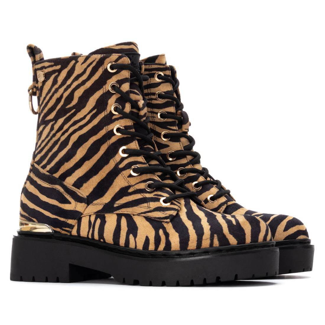 XTI Zebra Lace Up Chunky Ankle Boots - Image 5