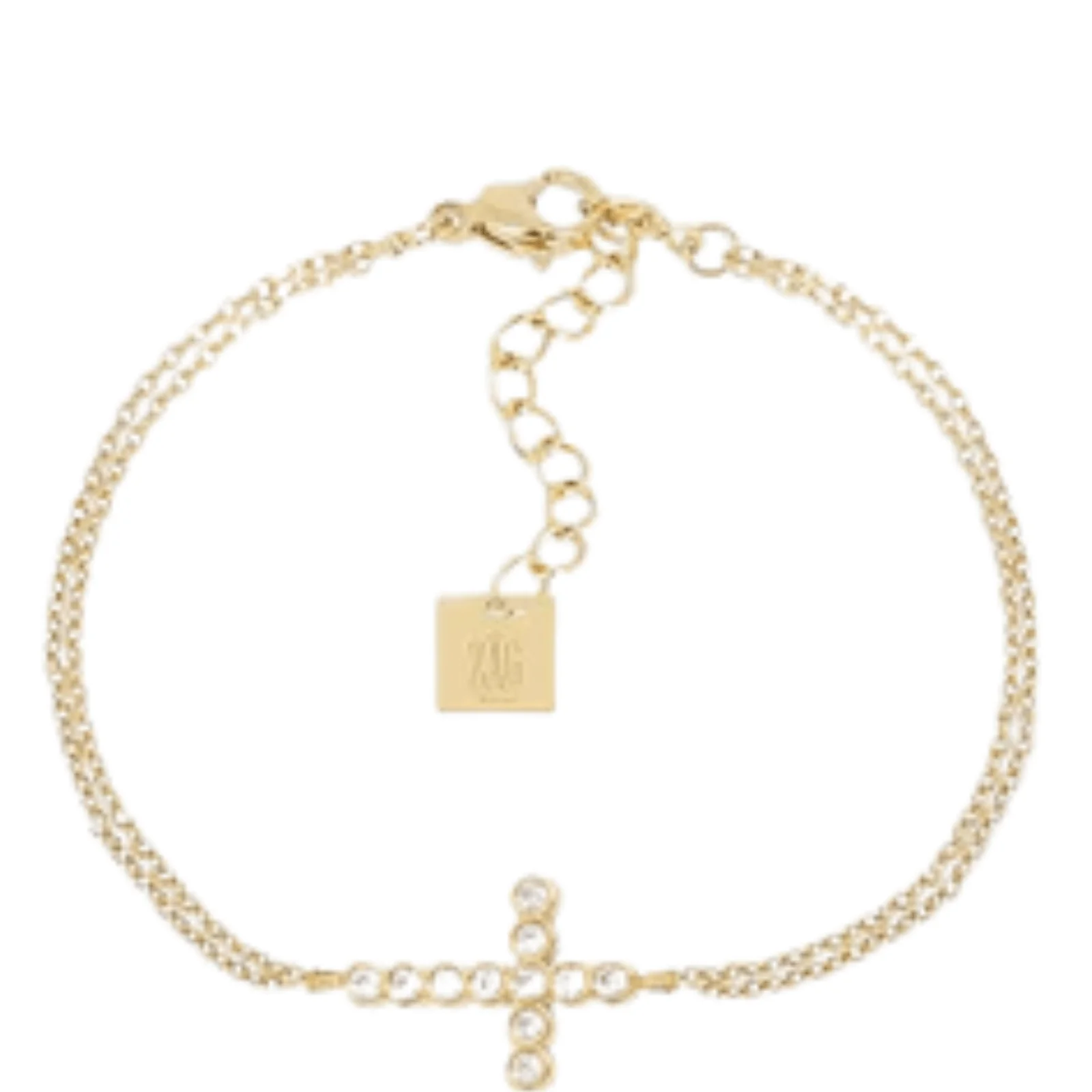 ZAG Gold Crystal Cross Dainty Chain Bracelet