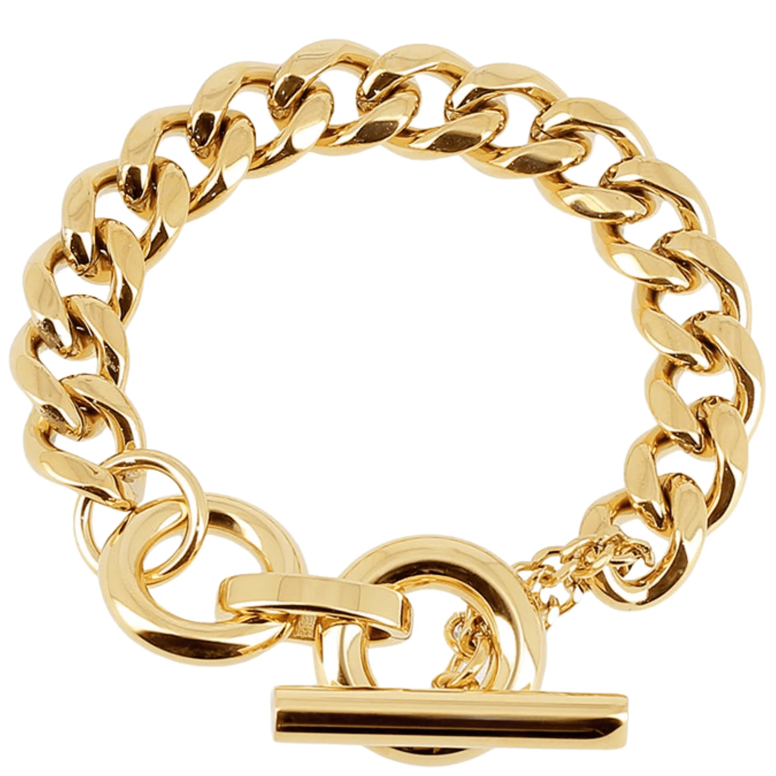 ZAG Gold Curb Chain TBar Bracelet