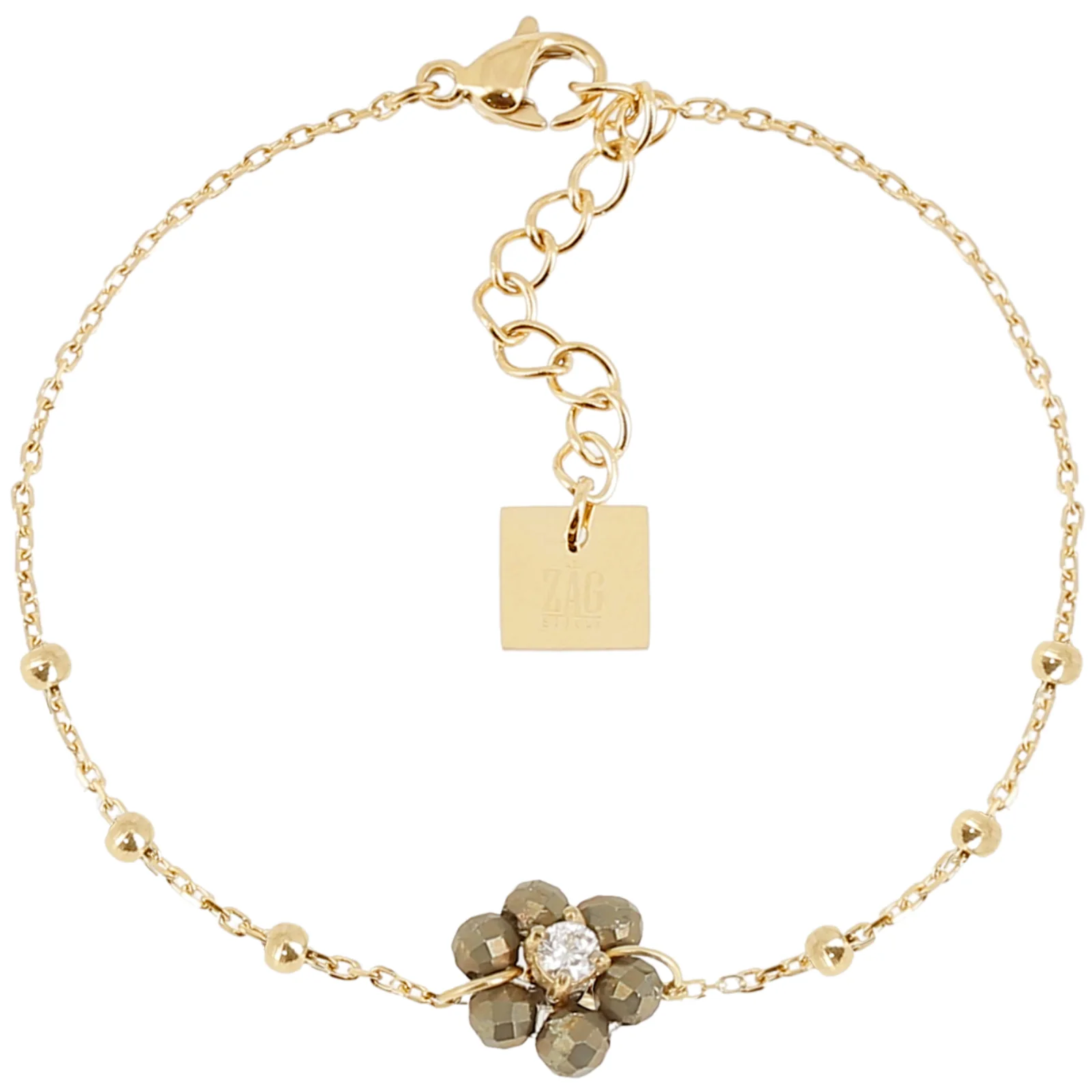 ZAG Gold Dainty Bobble Chain Flower Bracelet