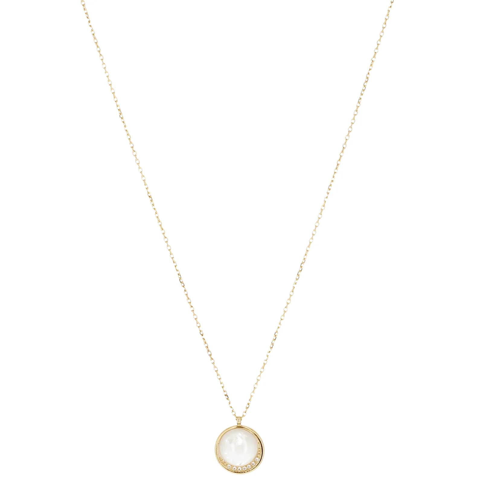 ZAG Gold Dainty Chain Mother Of Pearl Pendant Necklace