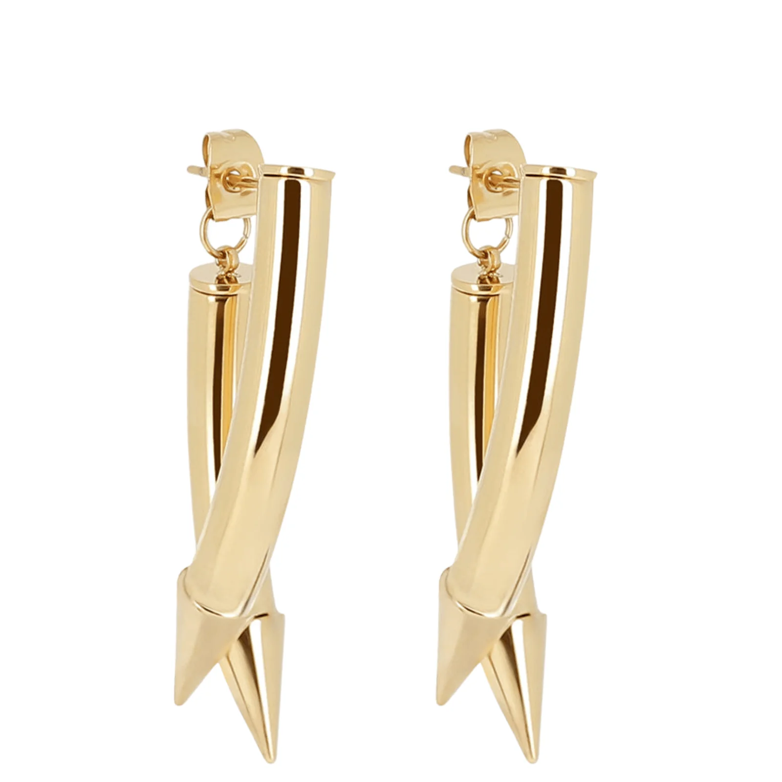 ZAG Gold Double Spike Drop Stud Earrings