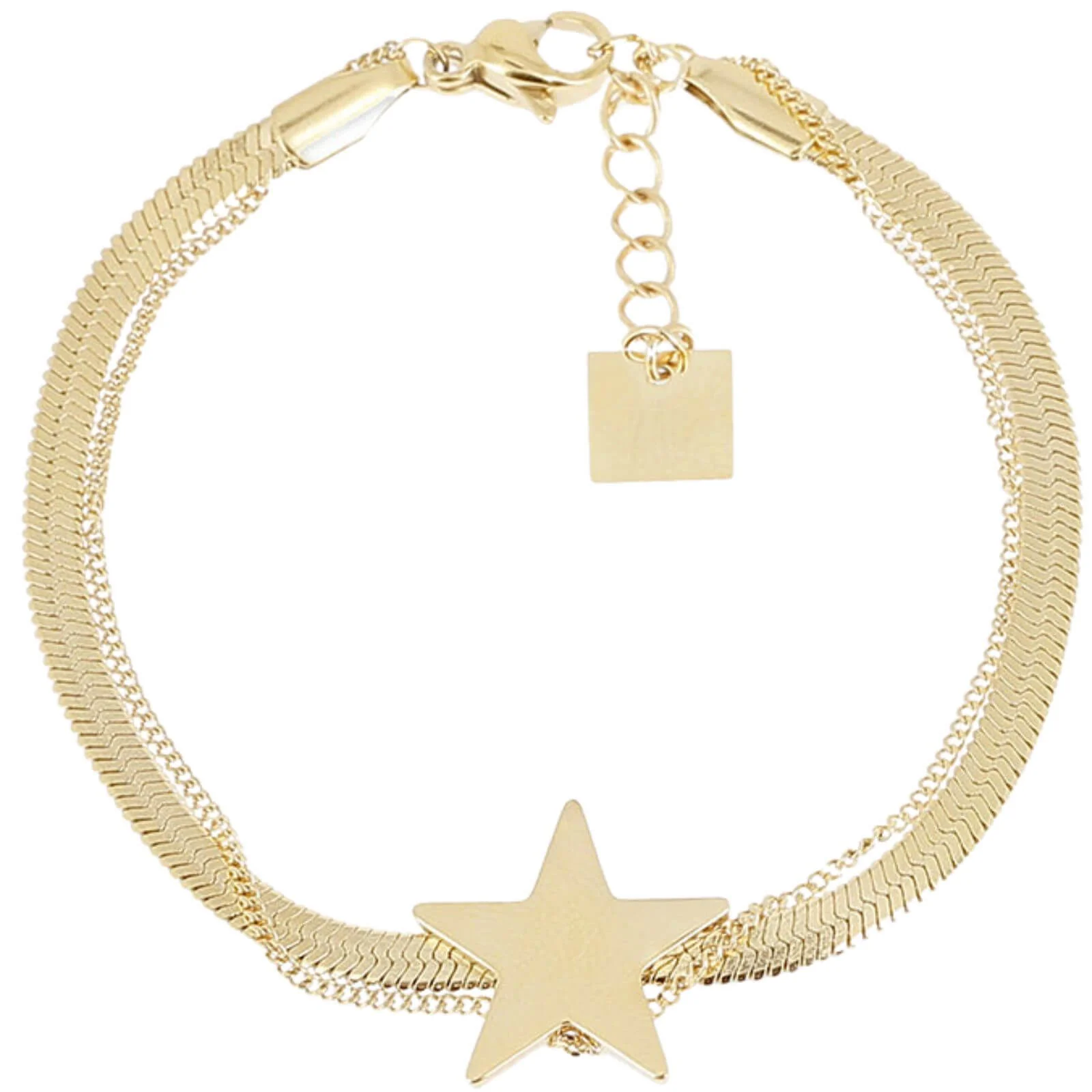 ZAG Gold Flat Chain With Star Pendant Bracelet