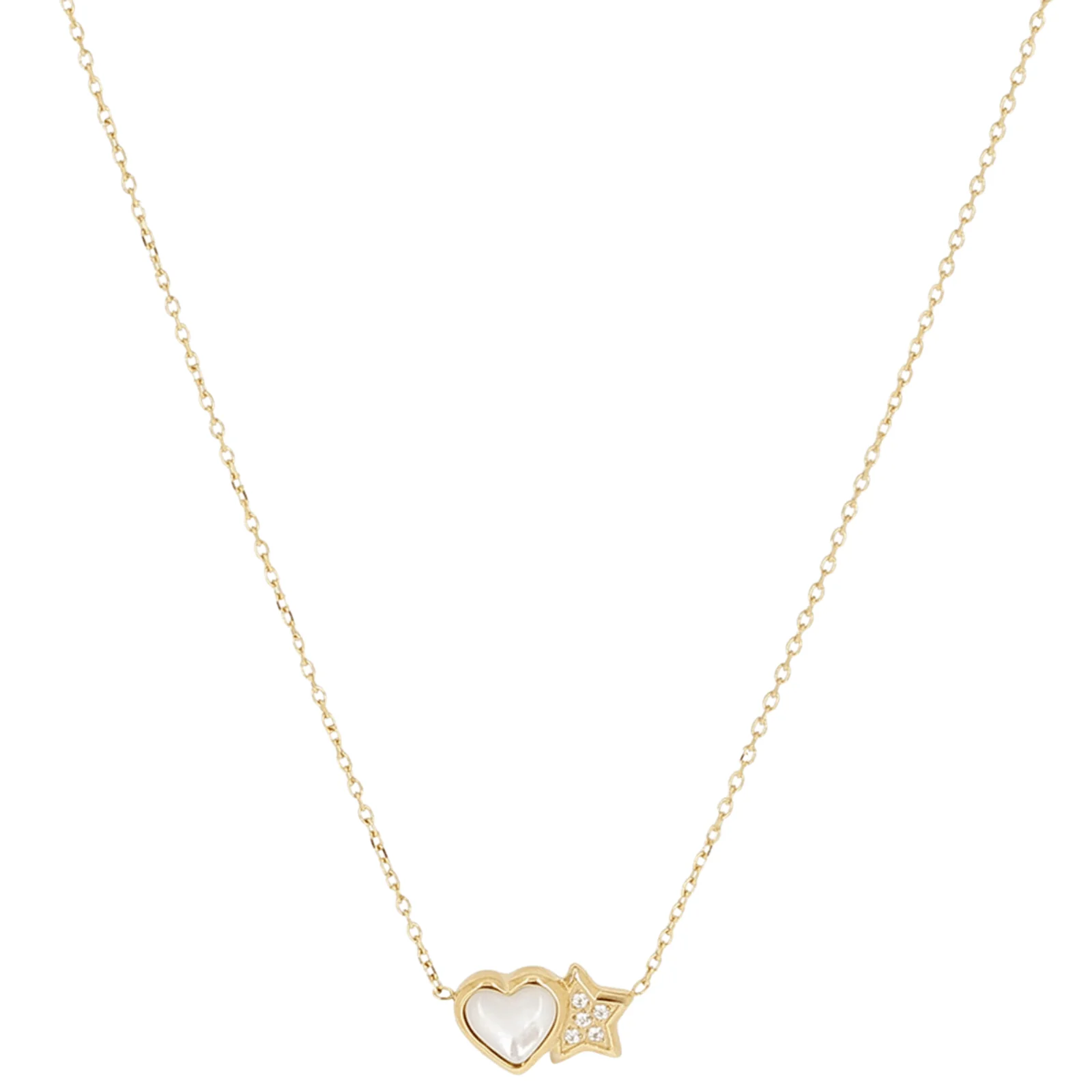 ZAG Gold Heart & Star Pendant Necklace