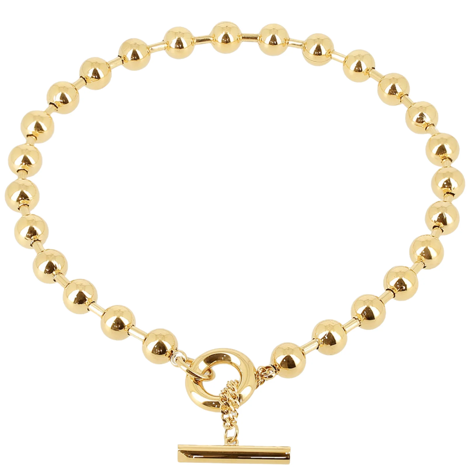 ZAG Gold Large Ball TBar Necklace