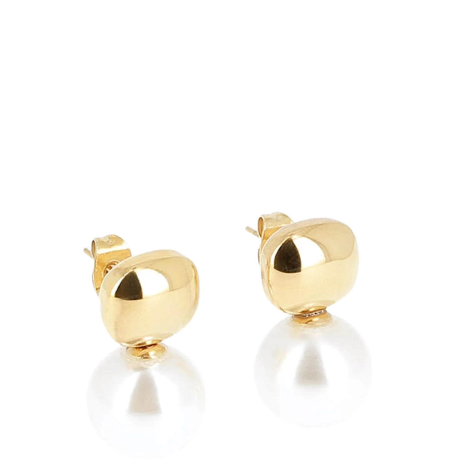 ZAG Gold Large Pearl Stud Earrings