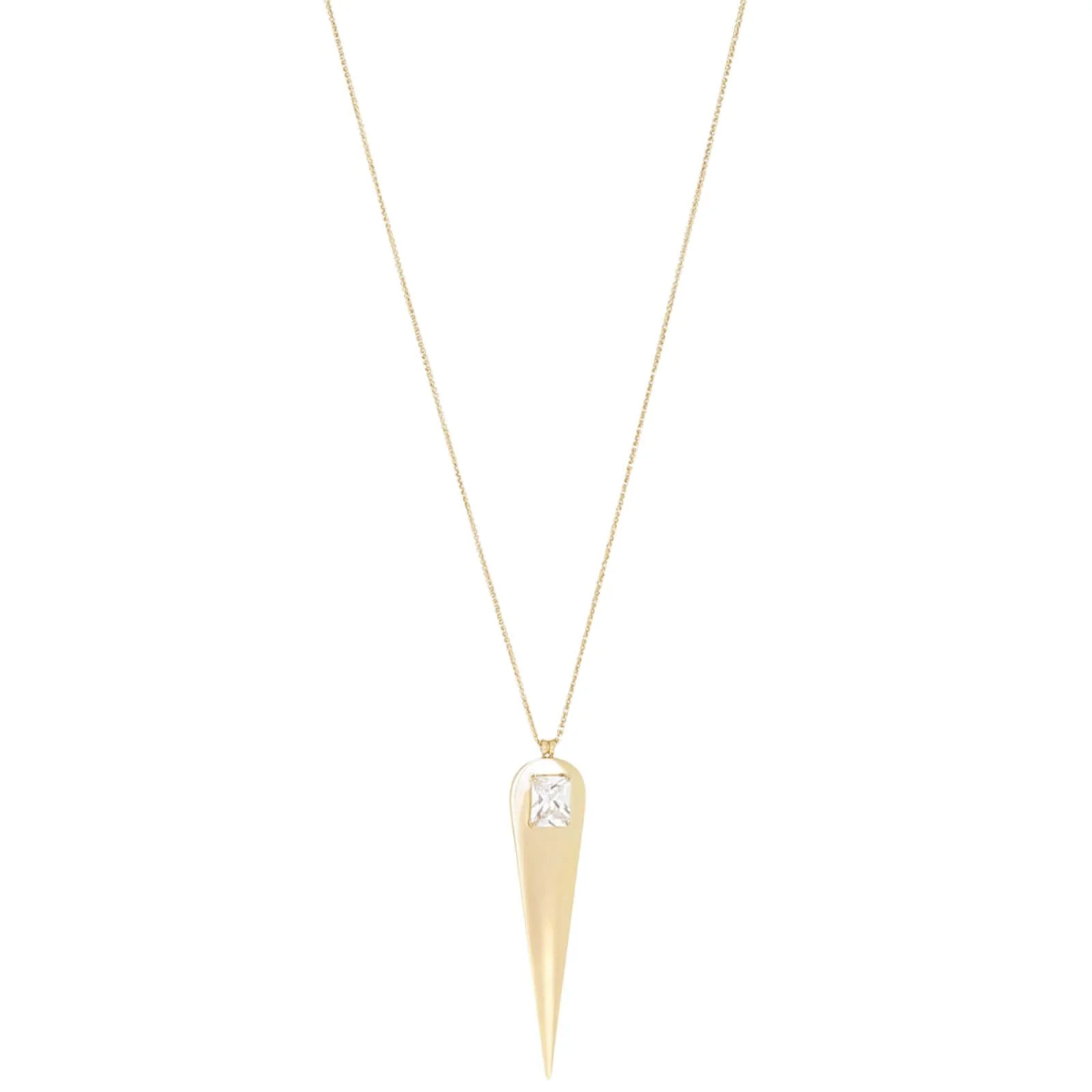 ZAG Gold Long Length Flat Spike Pendant Necklace