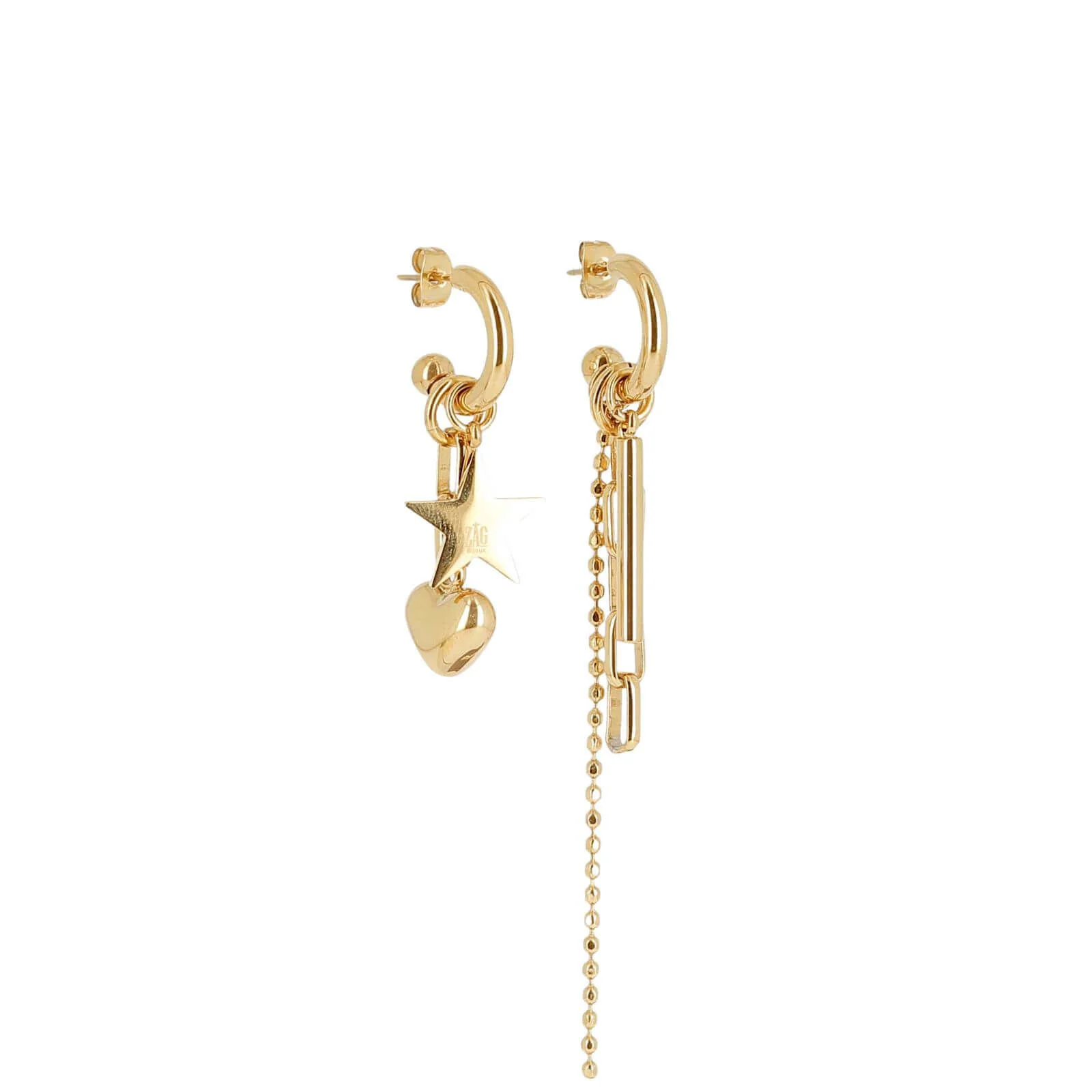 ZAG Gold Multi Charm Long Earrings