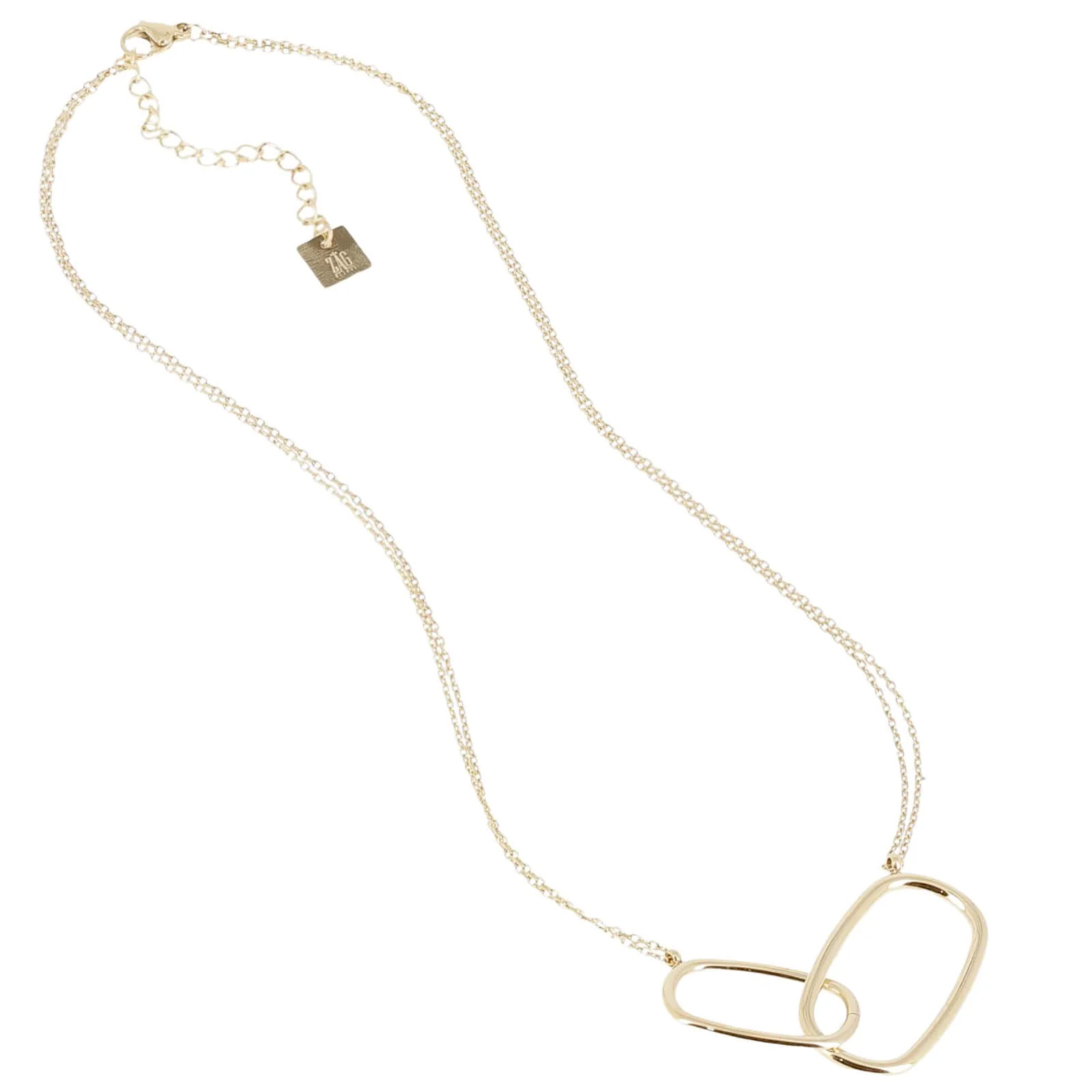 ZAG Gold Oval Link Pendant Necklace