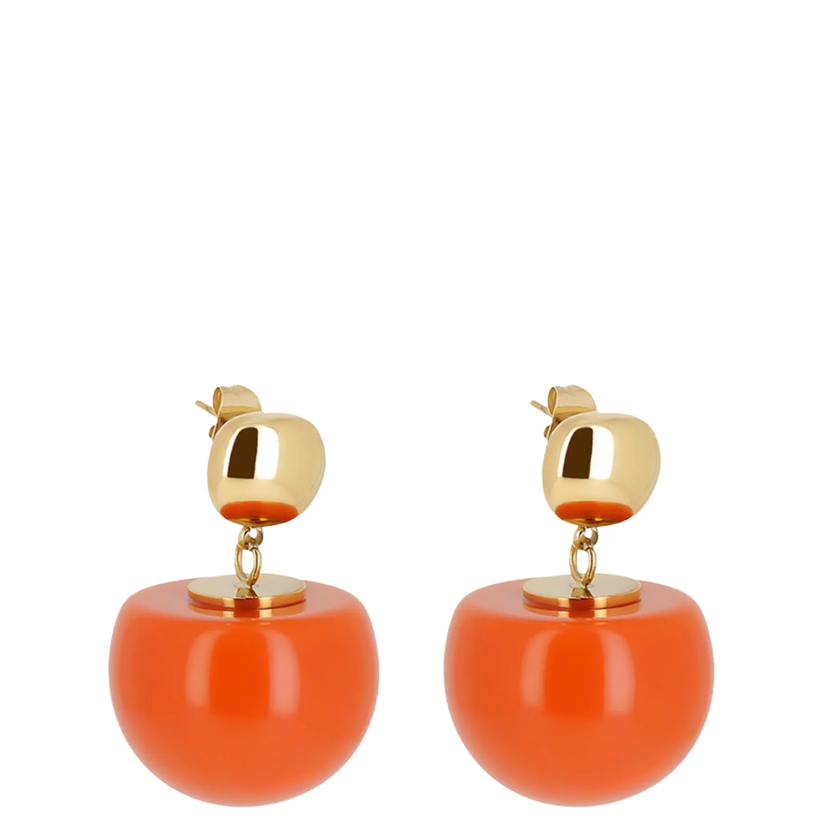 ZAG Gold Rosazia Bead Drop Stud Earrings - Coral