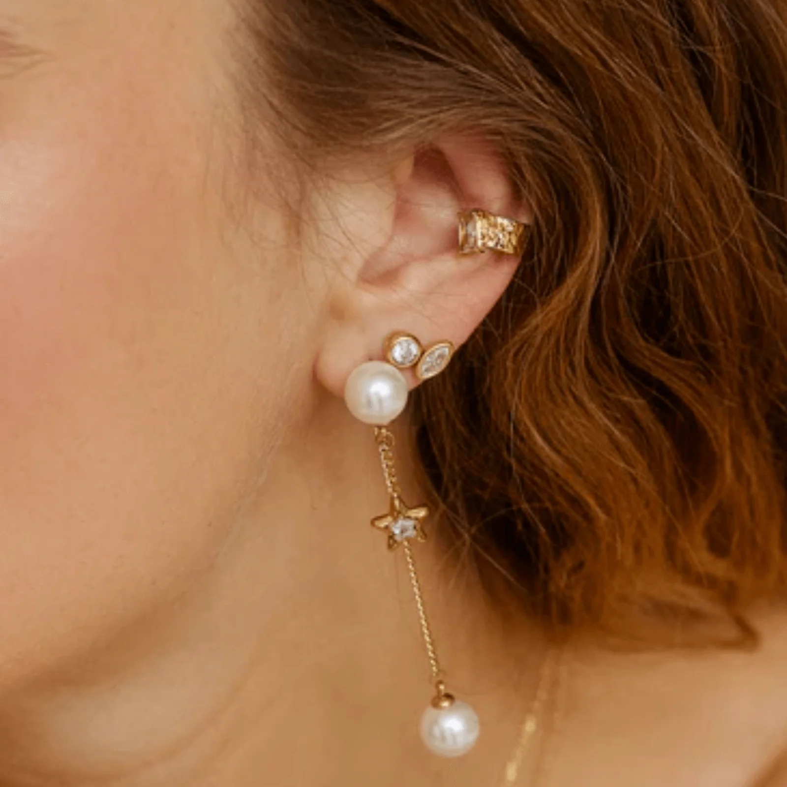 ZAG Gold Small Crystal Stud Earrings - Image 2
