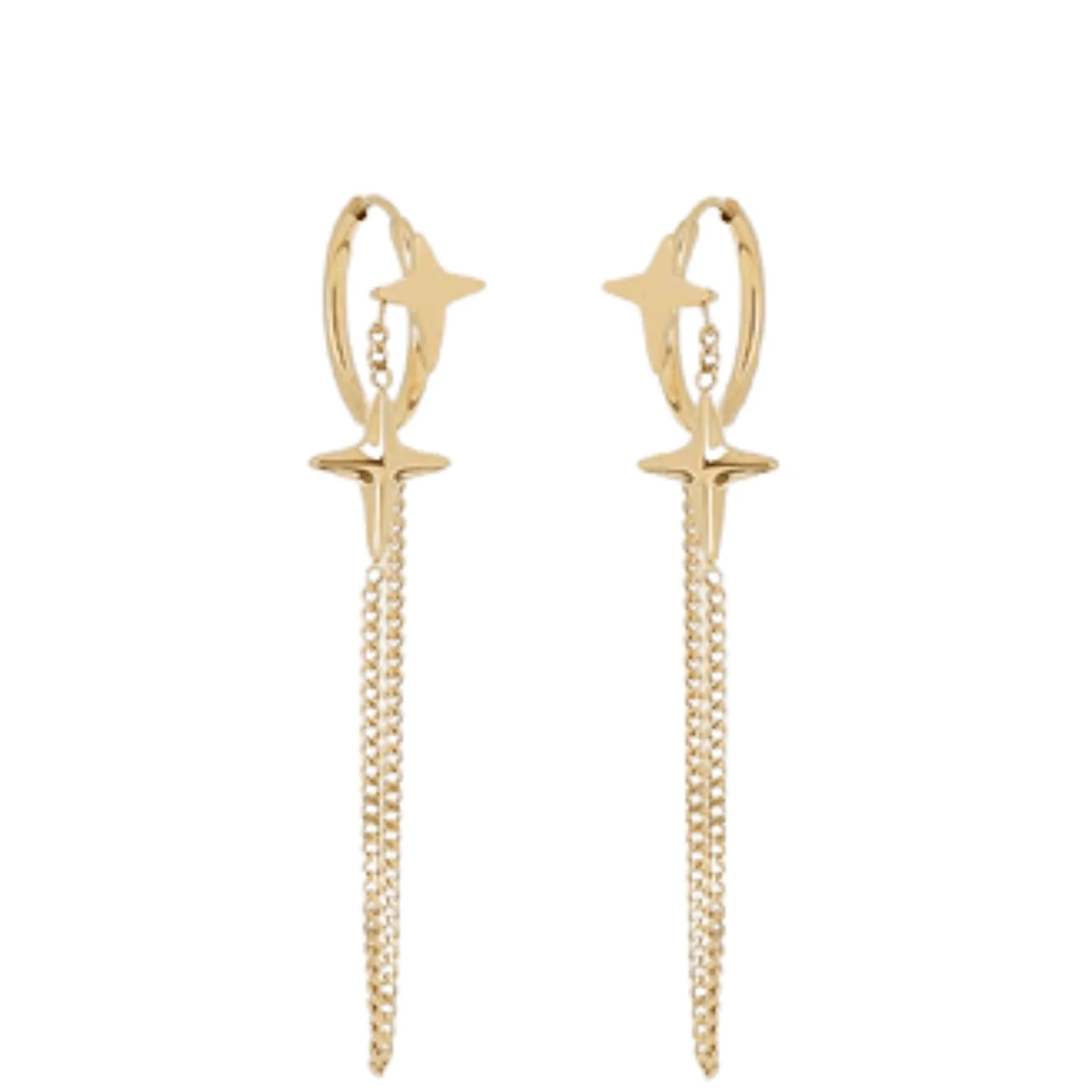 ZAG Gold Star Hoop & Chain Earrings