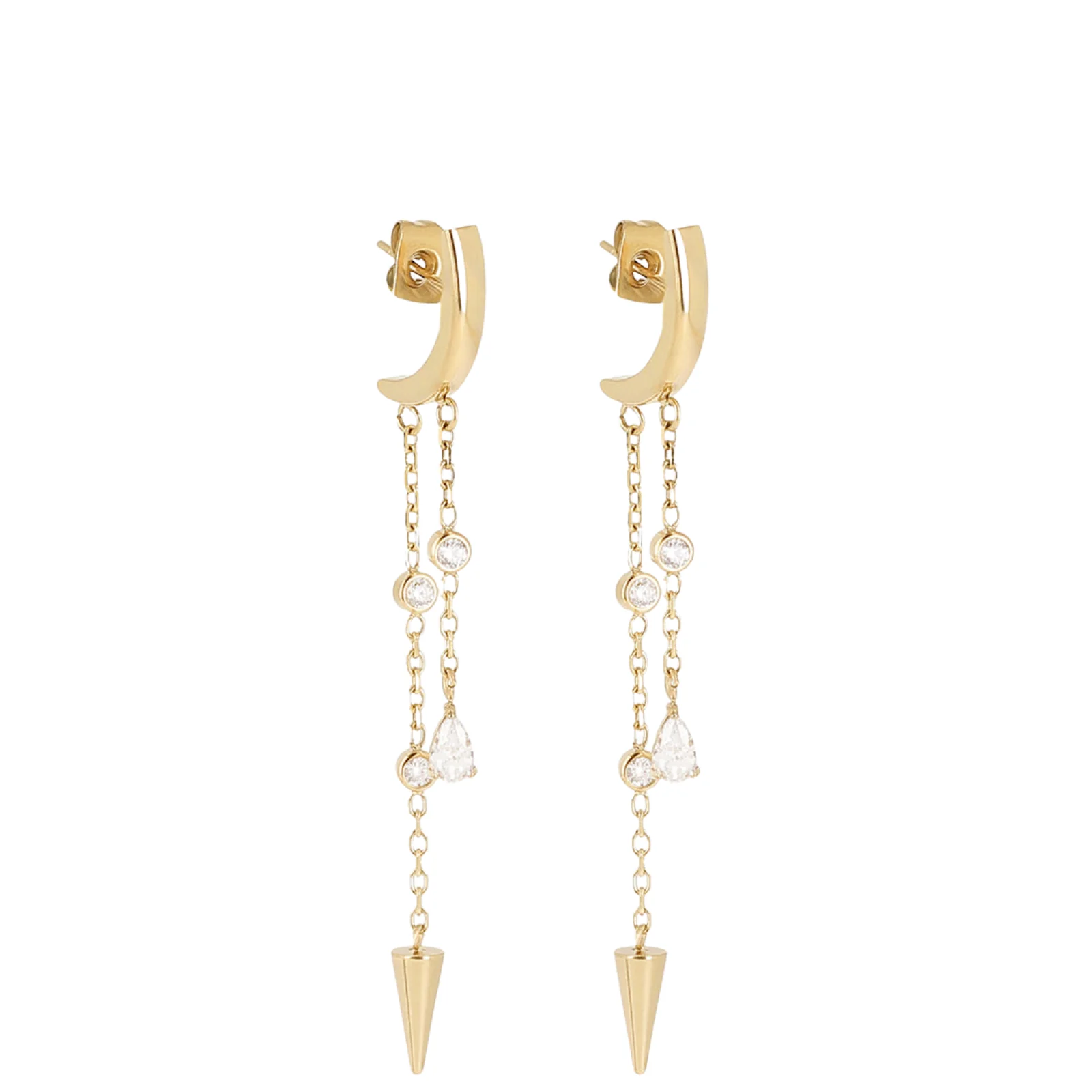 ZAG Gold Tahia Half Hoop Drop Earrings