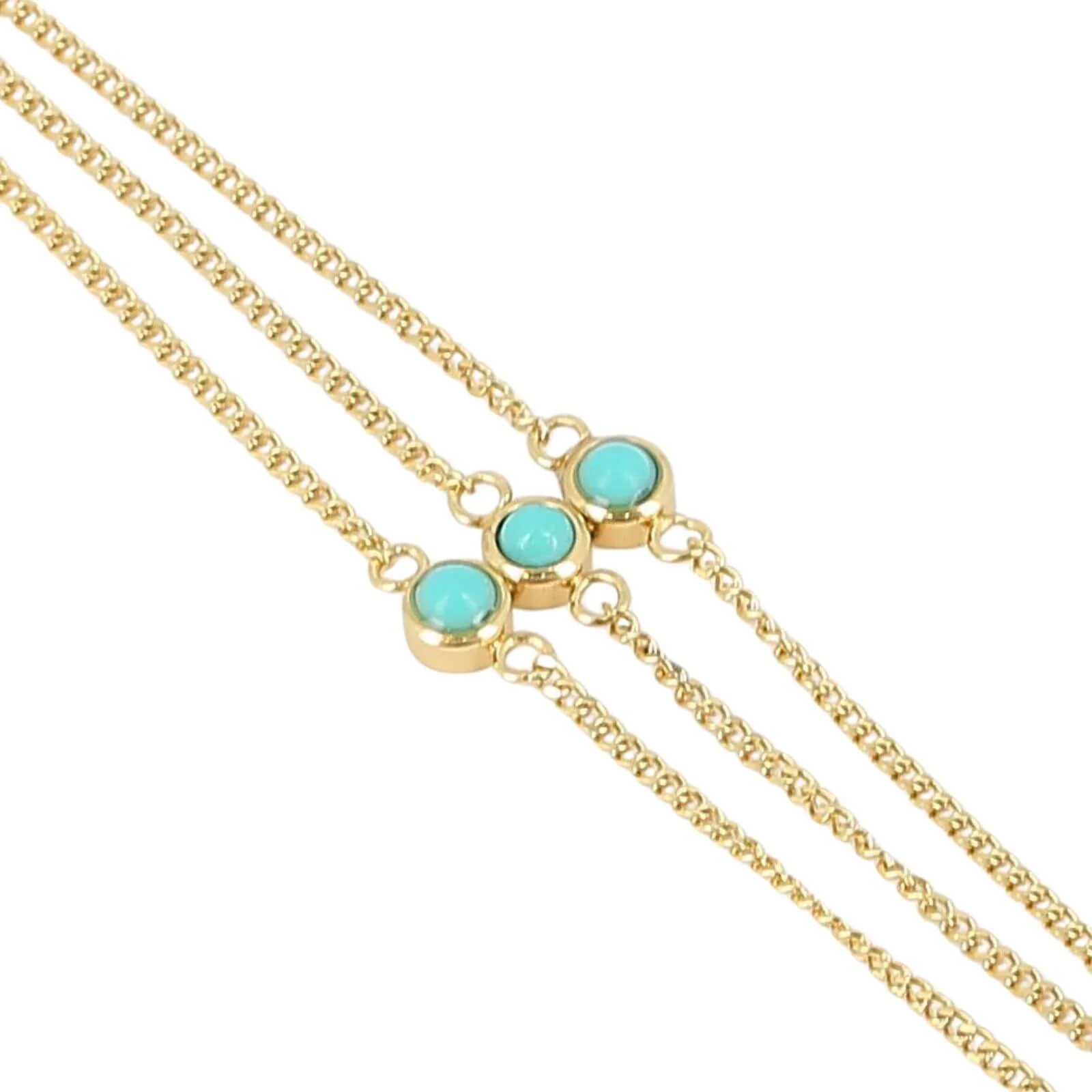 ZAG Gold & Turquoise Triple Bead Bracelet