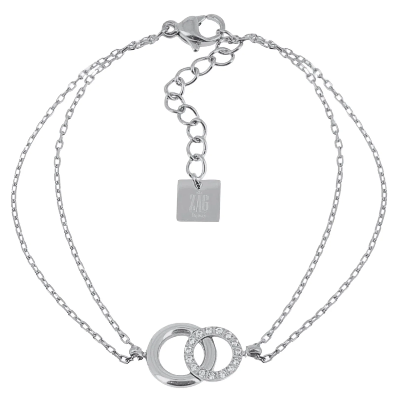 ZAG Linked Circles Silver Bracelet