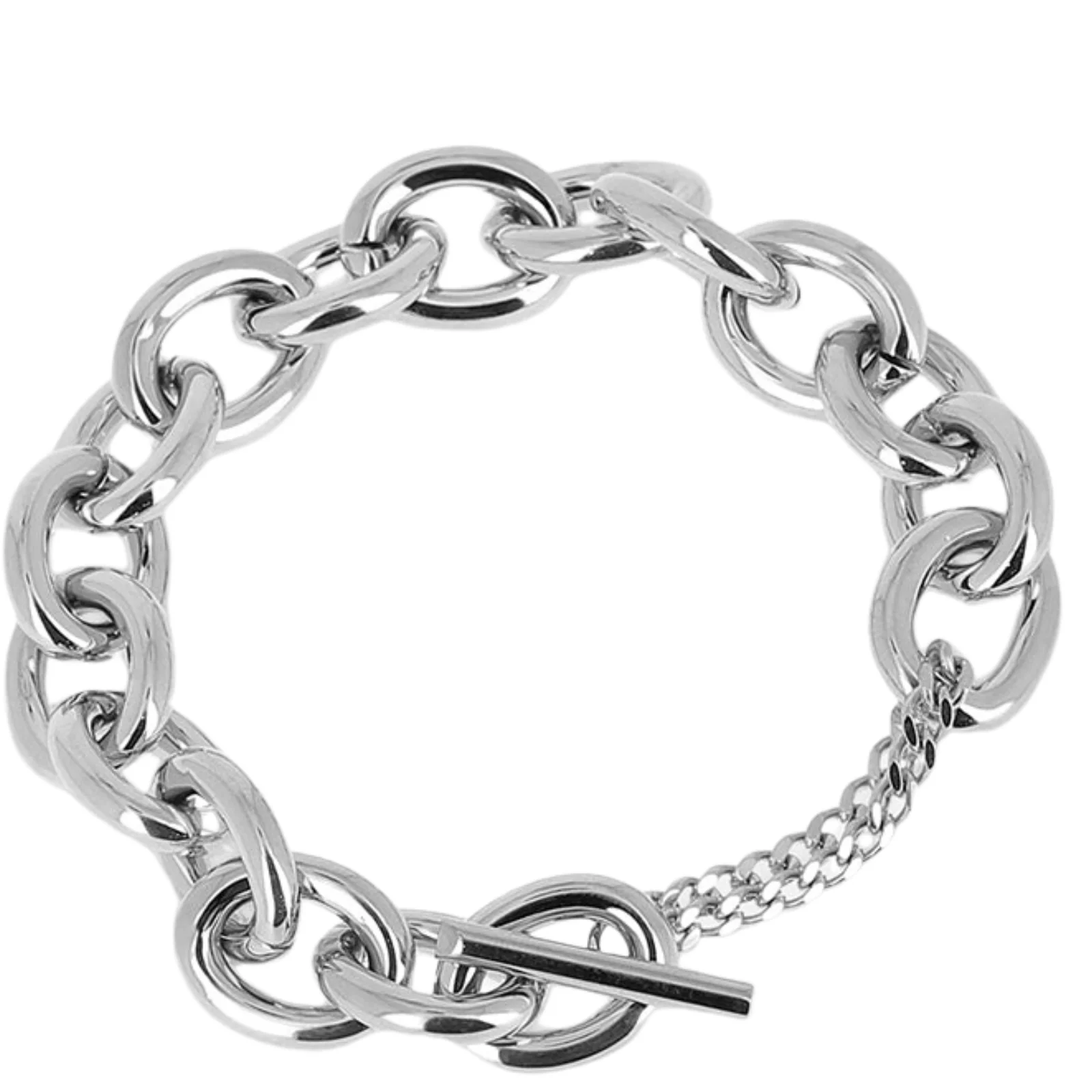 ZAG Silver Chunky Oval Link TBar Bracelet