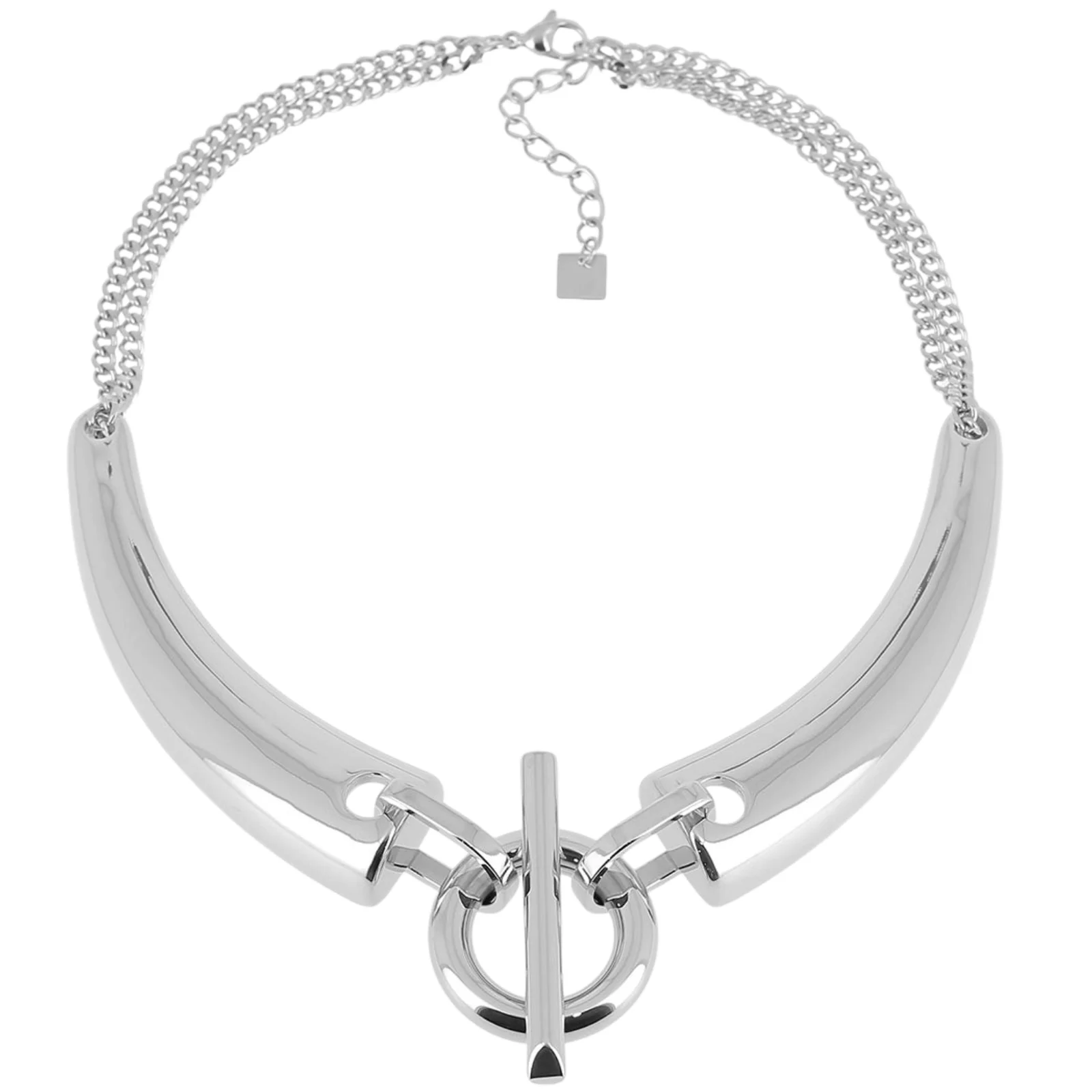 ZAG Silver Chunky TBar Collar Necklace