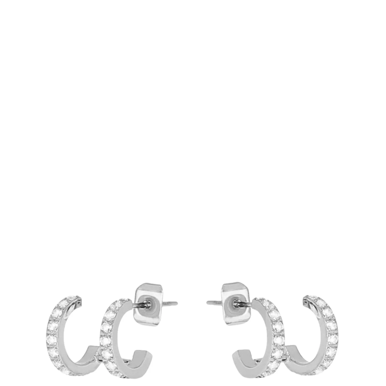 ZAG Silver Crystal Small Double Hoop Earrings
