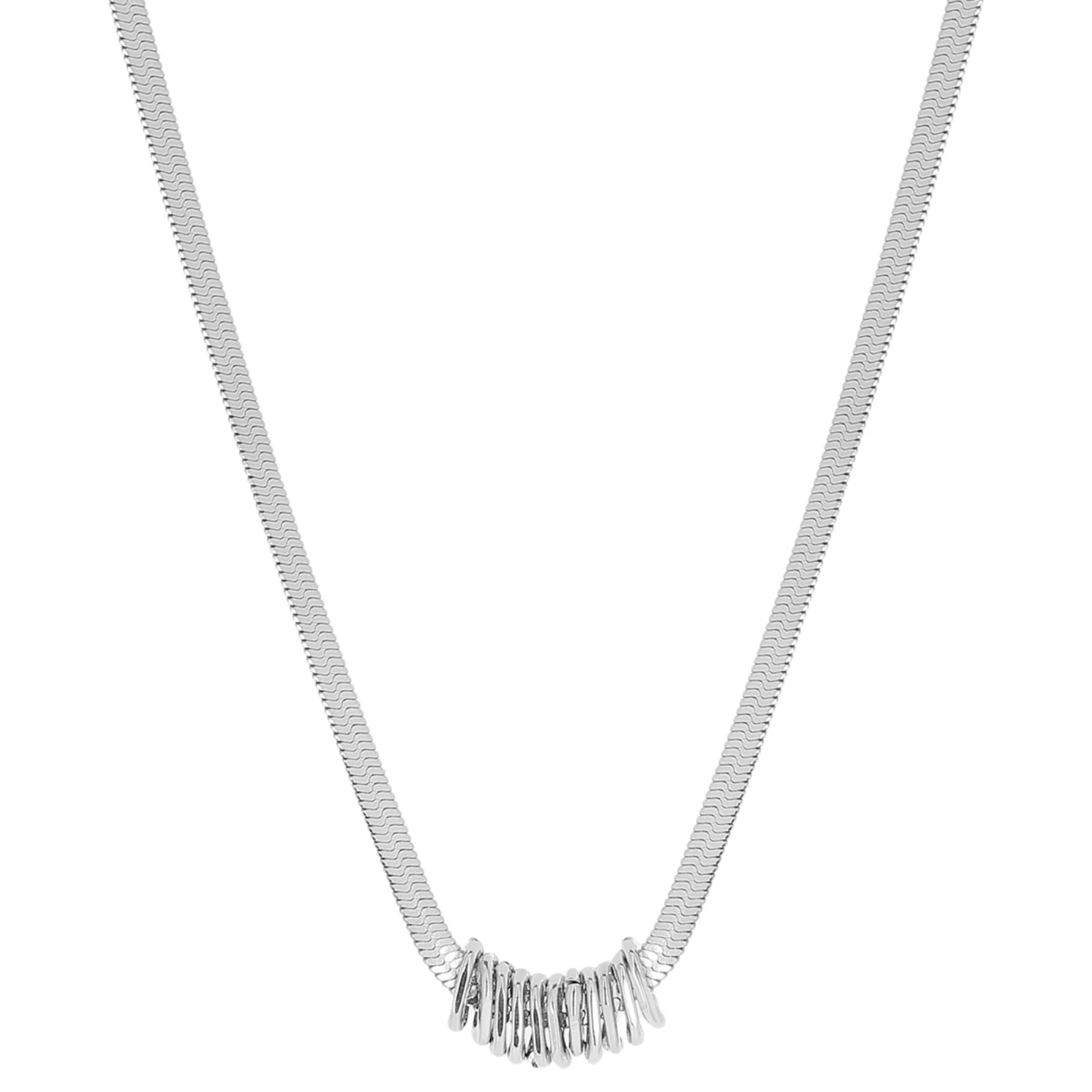 ZAG Silver Flat Snake Chain Necklace