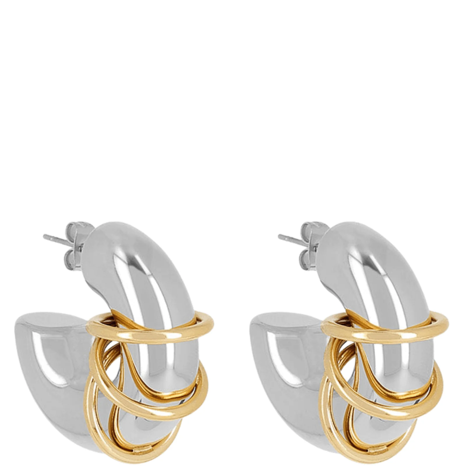 ZAG Silver Large Chubby Hoop Gold Rings Earrings