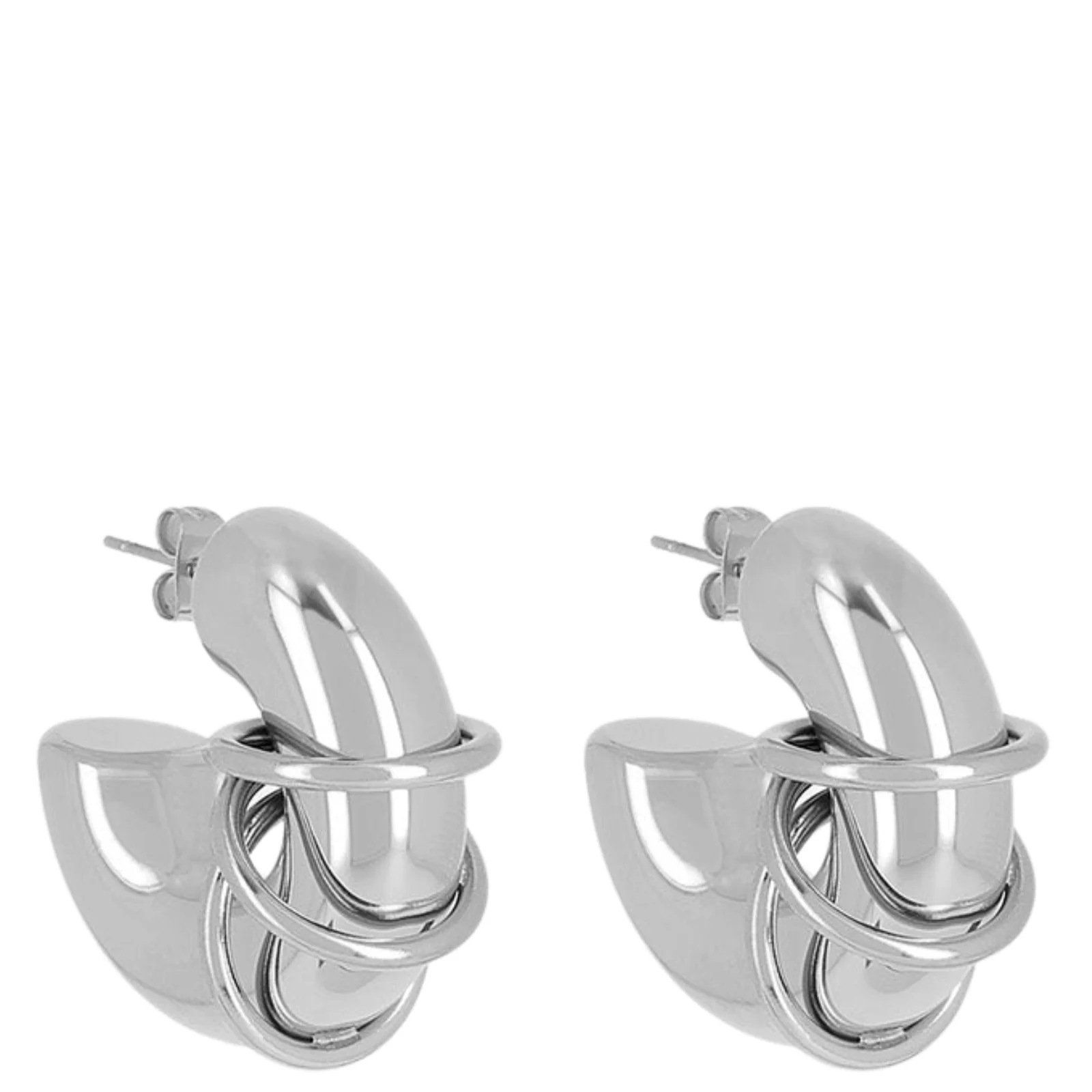 ZAG Silver Large Chubby Hoop Silver Rings Earrings