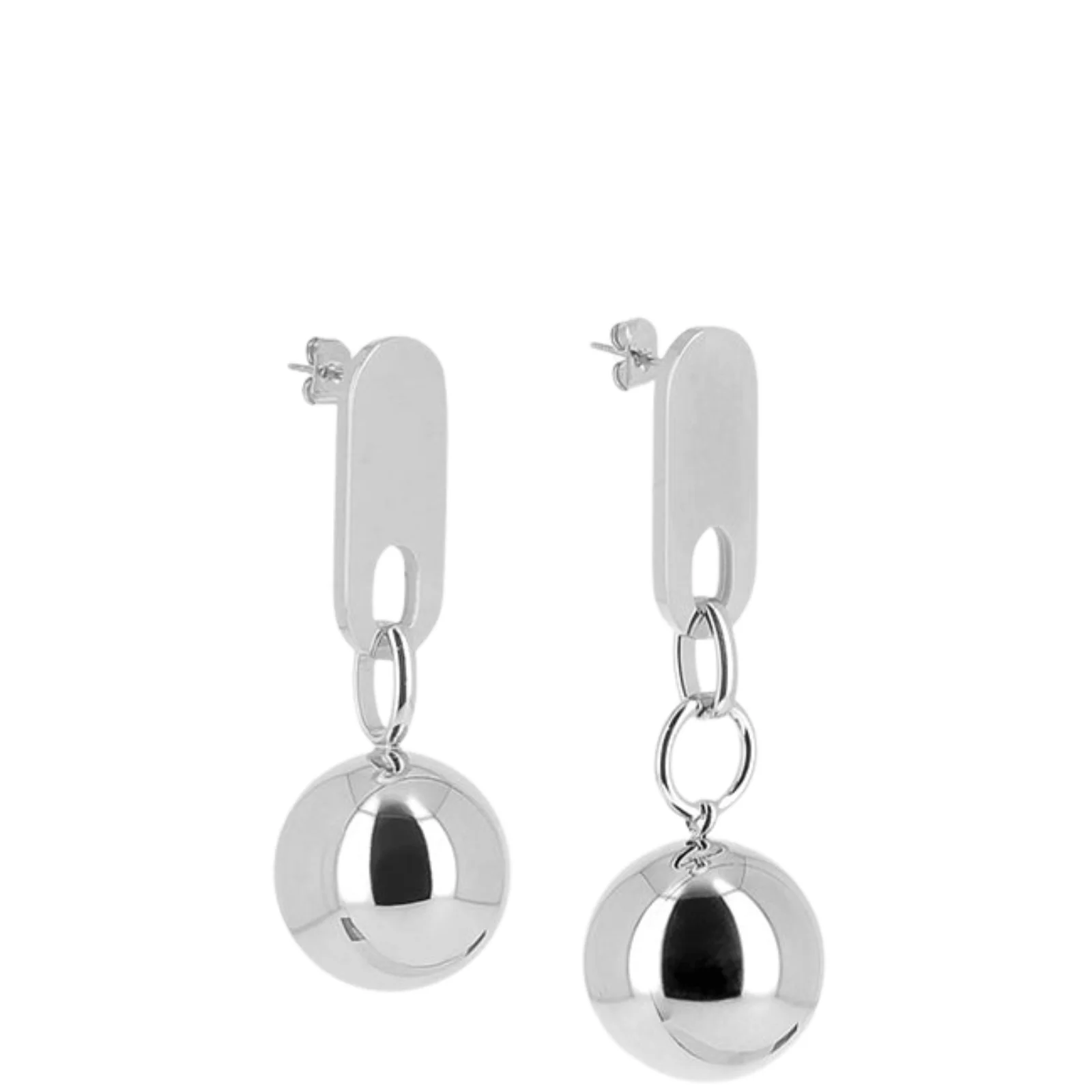 ZAG Silver Large Sphere Drop Earrings