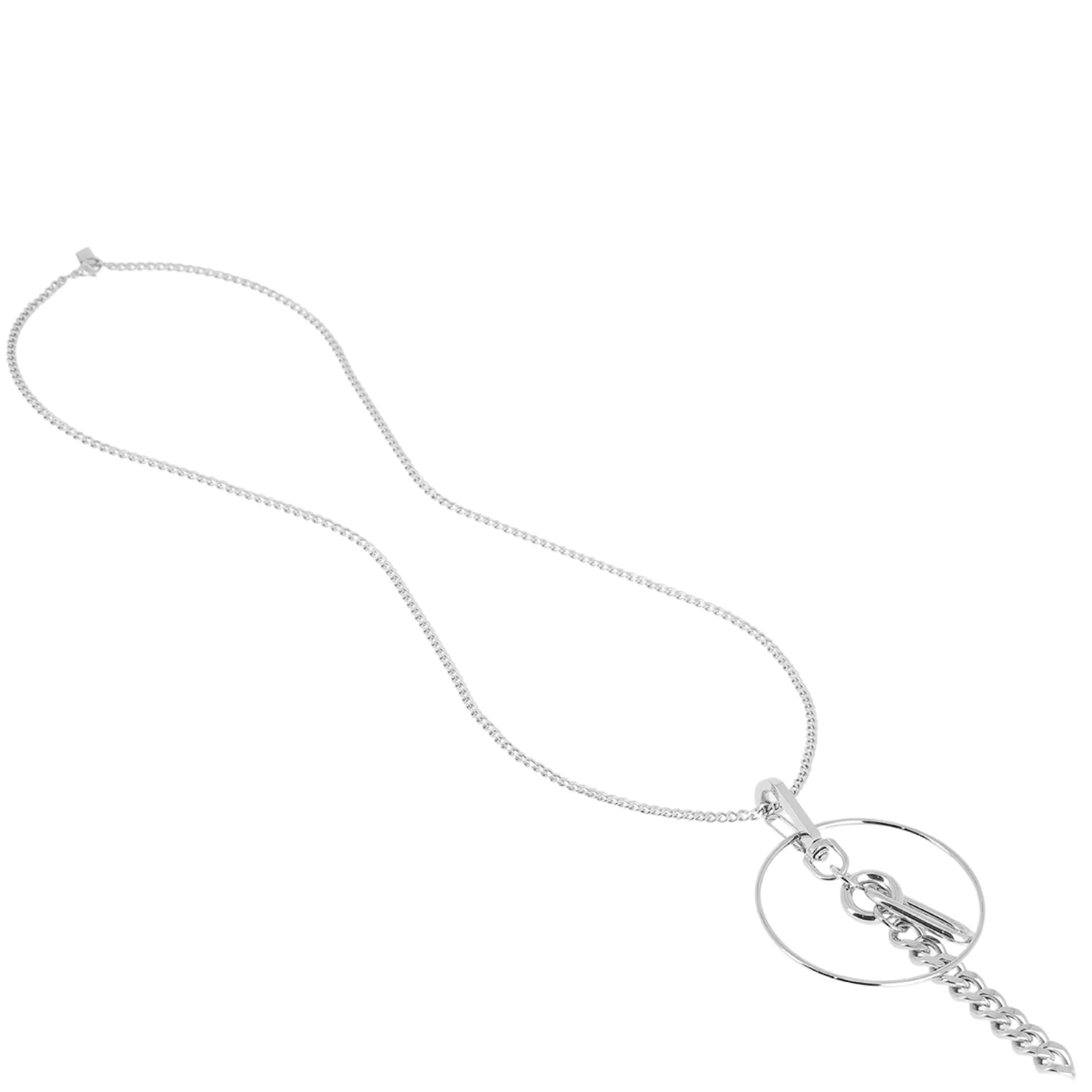 ZAG Silver Long Length Chain Statement Hoop Necklace