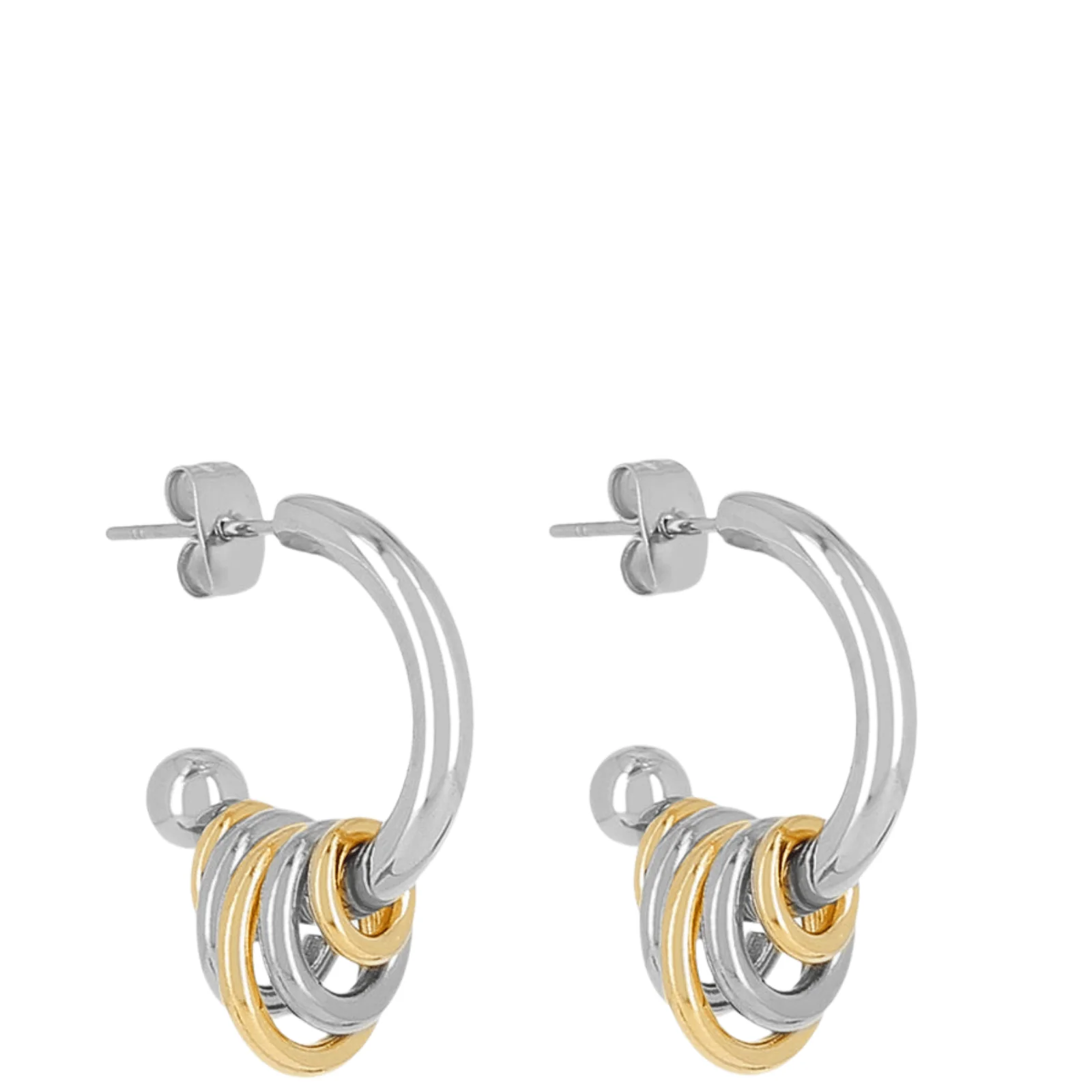 ZAG Silver Medium Hoop Gold Rings Earrings
