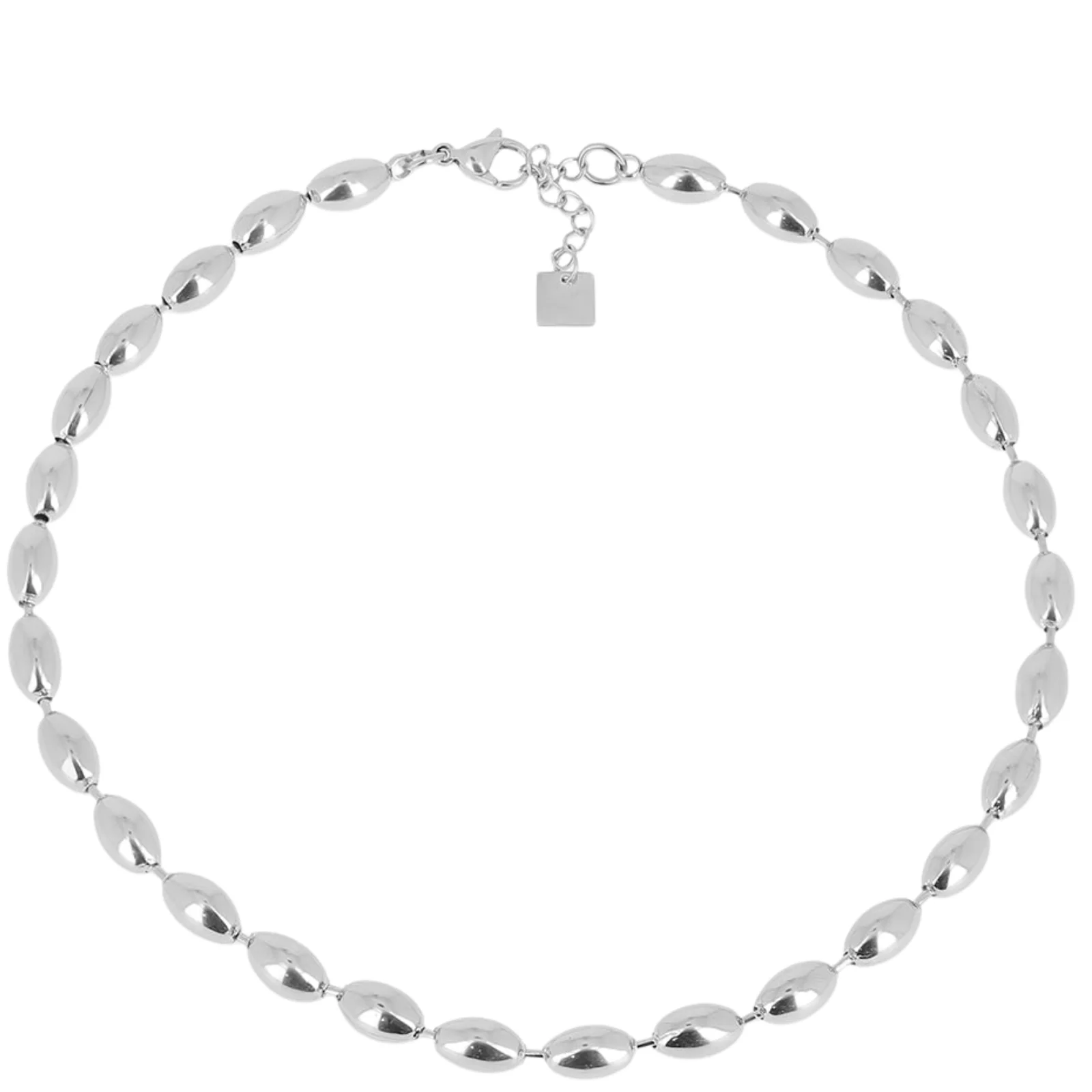 ZAG Silver Oval Bead Choker Necklace