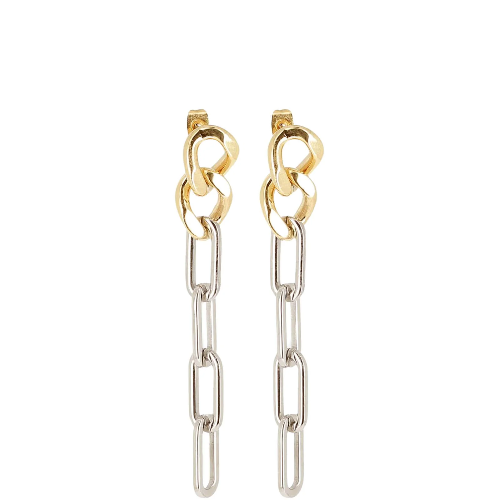 ZAG Two Tone Long Curb Chain Link Drop Earrings